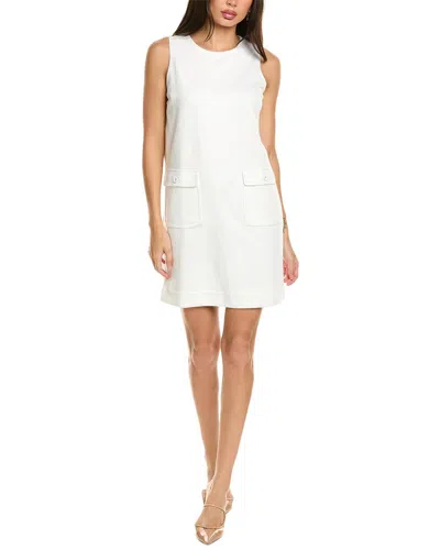 Badgley Mischka Chain Lock Jacquard Shift Dress In White