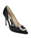 Badgley Mischka Cher Satin Buckle Cocktail High-heel Pumps In Black