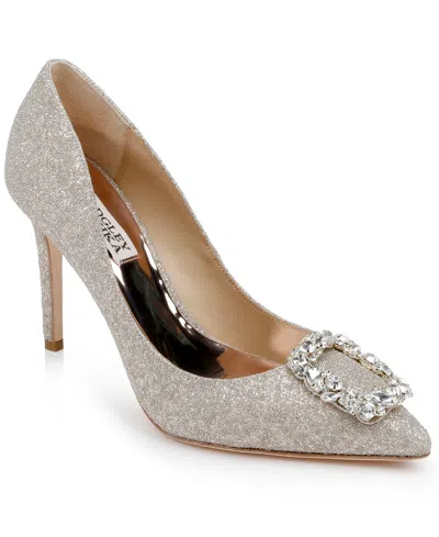 Badgley Mischka Cher Evening Pumps In Champagne Glitter