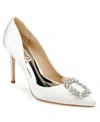 Badgley Mischka Cher Satin Buckle Cocktail High-heel Pumps In White