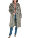 Badgley Mischka Yorn Chevron Luxe Faux-fur Coat Jacket In Grey
