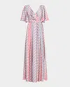 Badgley Mischka Chevron-print Georgette Maxi Dress In Multi