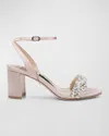 Badgley Mischka Clara Embellished Satin Cocktail Sandals In Neutral