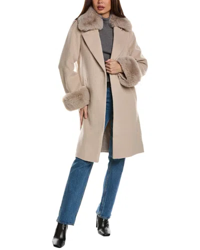 Badgley Mischka Classic Coat In Beige