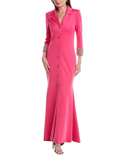 Badgley Mischka Coat Gown In Pink