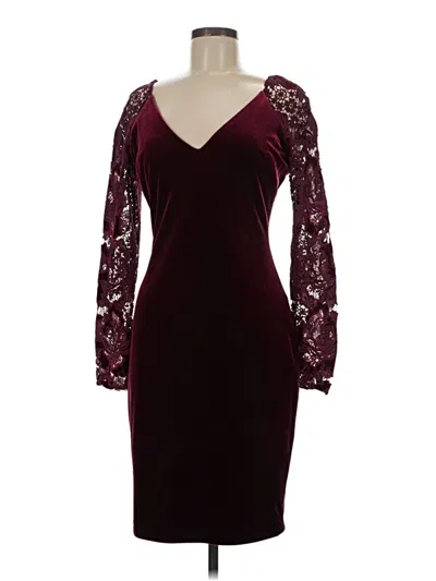 Pre-owned Badgley Mischka Cocktail Dress In Burgundy
