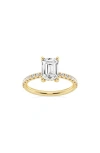 Badgley Mischka 14k Gold Emerald Cut Lab Created Diamond Ring In Yellow