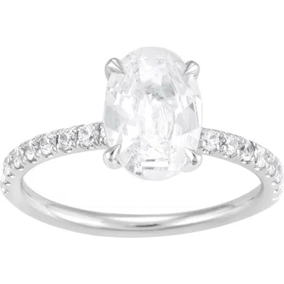 Badgley Mischka Collection 14k Gold Oval Cut Lab-created Diamond Pavé Ring In Platinum