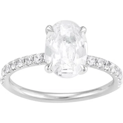 Badgley Mischka Collection 14k Gold Oval Cut Lab-created Diamond Pavé Ring In White Gold