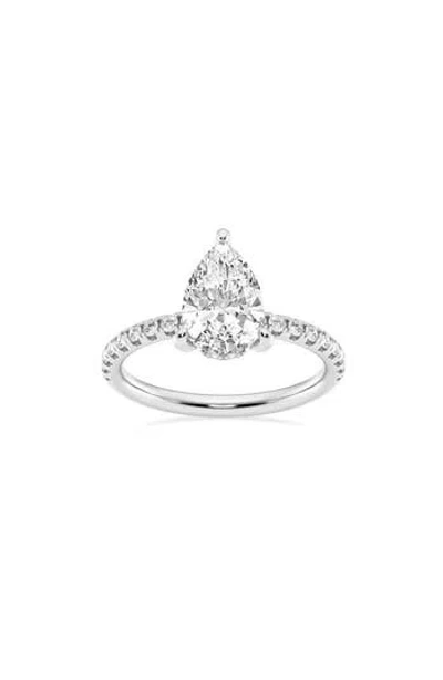 Badgley Mischka Collection 14k Gold Pear Cut Lab Created Diamond Engagement Ring In Metallic