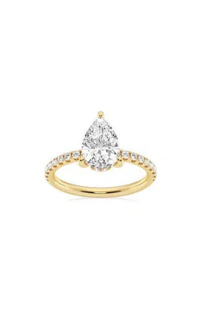 Badgley Mischka Collection 14k Gold Pear Cut Lab Created Diamond Engagement Ring In Yellow Gold
