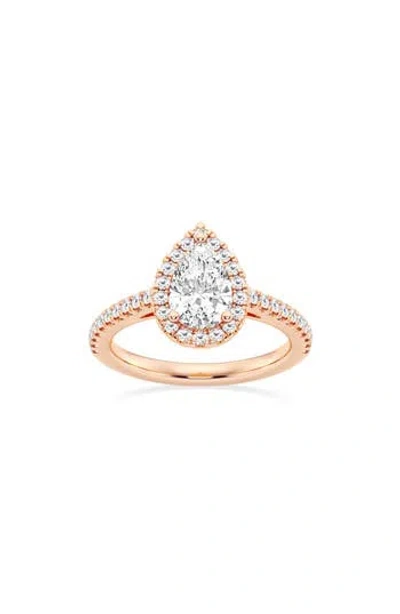 Badgley Mischka Collection 14k Gold Pear Cut Lab Created Diamond Halo Ring In Pink