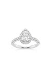 Badgley Mischka Collection 14k Gold Pear Cut Lab Created Diamond Halo Ring In Platinum