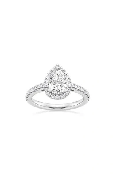 Badgley Mischka Collection 14k Gold Pear Cut Lab Created Diamond Halo Ring In Platinum
