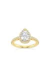 Badgley Mischka Collection 14k Gold Pear Cut Lab Created Diamond Halo Ring In Yellow Gold