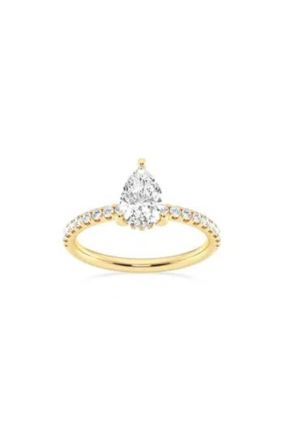Badgley Mischka Collection 14k Gold Pear Cut Lab Created Diamond Ring In Yellow Gold