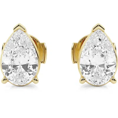 Badgley Mischka Collection 14k Gold Pear Cut Lab-created Diamond Stud Earrings In 2 Ctw Yellow Gold