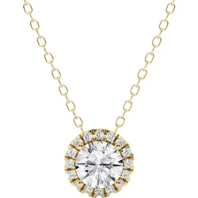 Badgley Mischka Collection 14k Gold Round Cut Lab-created Diamond Halo Pendant Necklace