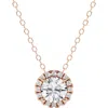 Badgley Mischka Collection 14k Gold Round Cut Lab-created Diamond Halo Pendant Necklace In Rose Gold