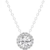 Badgley Mischka Collection 14k Gold Round Cut Lab-created Diamond Halo Pendant Necklace In White Gold