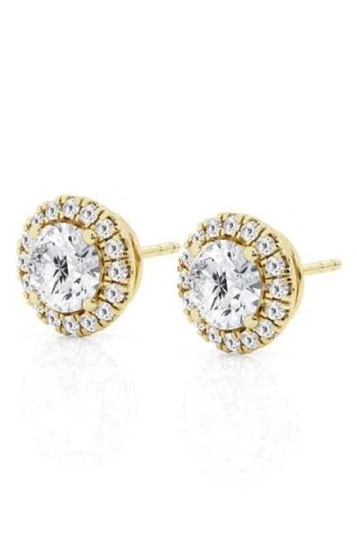 Badgley Mischka Collection 14k Gold Round Cut Lab-created Diamond Halo Stud Earrings In 1.5 Ctw Yellow Gold