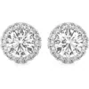 Badgley Mischka Collection 14k Gold Round Cut Lab-created Diamond Halo Stud Earrings In White Gold