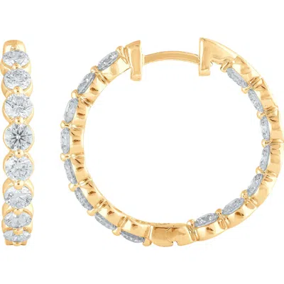 Badgley Mischka Collection 14k Gold Round Cut Lab-created Diamond Hoop Earrings In 2.5 Ctw Yellow Gold