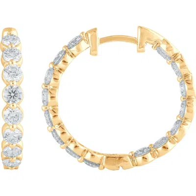 Badgley Mischka Collection 14k Gold Round Cut Lab-created Diamond Hoop Earrings In Gold