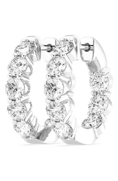 Badgley Mischka Collection 14k Gold Round Cut Lab-created Diamond Hoop Earrings In White Gold