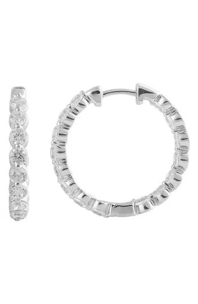 Badgley Mischka Collection 14k Gold Round Cut Lab-created Diamond Hoop Earrings In Metallic
