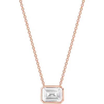 Badgley Mischka Collection 14k Gold Round Cut Lab-created Diamond Pendant Necklace In Rose Gold