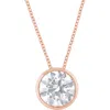 Badgley Mischka Collection 14k Gold Round Cut Lab-created Diamond Pendant Necklace In Rose Gold