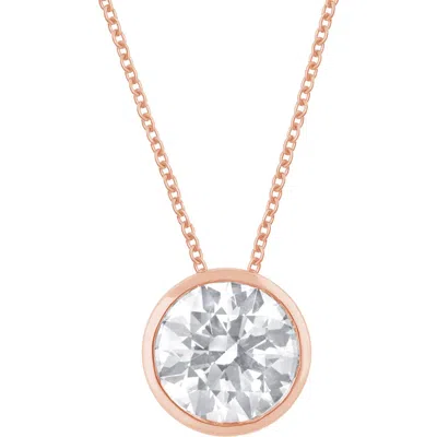 Badgley Mischka Collection 14k Gold Round Cut Lab-created Diamond Pendant Necklace In Rose Gold