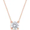 Badgley Mischka Collection 14k Gold Round Cut Lab-created Diamond Pendant Necklace In Rose Gold