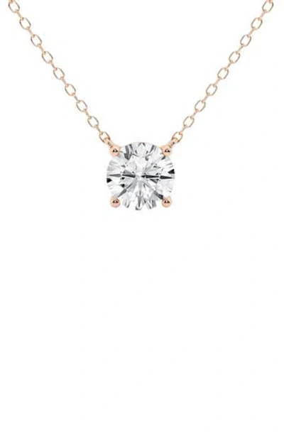 Badgley Mischka Collection 14k Gold Round Cut Lab-created Diamond Pendant Necklace In Rose Gold