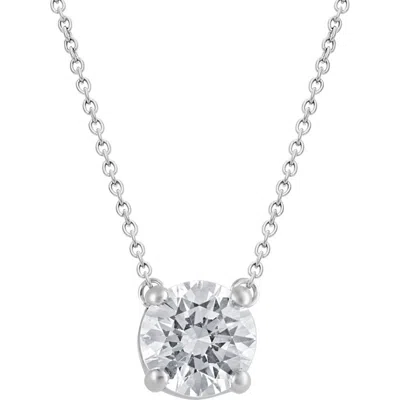 Badgley Mischka Collection 14k Gold Round Cut Lab-created Diamond Pendant Necklace In White