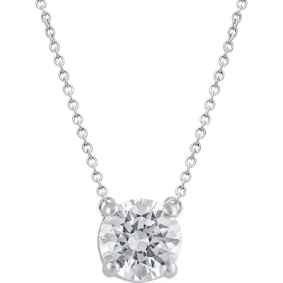 Badgley Mischka Collection 14k Gold Round Cut Lab-created Diamond Pendant Necklace In Metallic