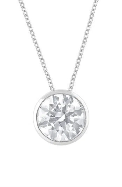Badgley Mischka Collection 14k Gold Round Cut Lab-created Diamond Pendant Necklace In White Gold