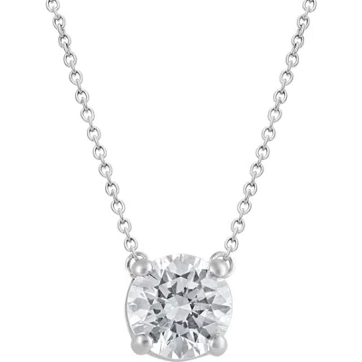 Badgley Mischka Collection 14k Gold Round Cut Lab-created Diamond Pendant Necklace In White Gold