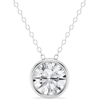 Badgley Mischka Collection 14k Gold Round Cut Lab-created Diamond Pendant Necklace In White Gold