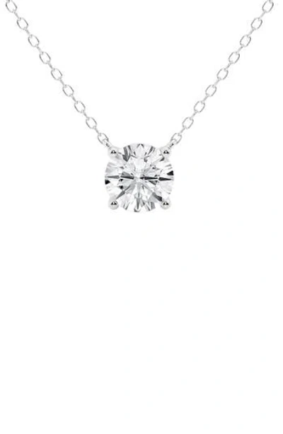Badgley Mischka Collection 14k Gold Round Cut Lab-created Diamond Pendant Necklace In White Gold