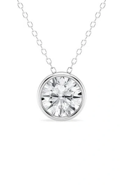 Badgley Mischka Collection 14k Gold Round Cut Lab-created Diamond Pendant Necklace In White Gold