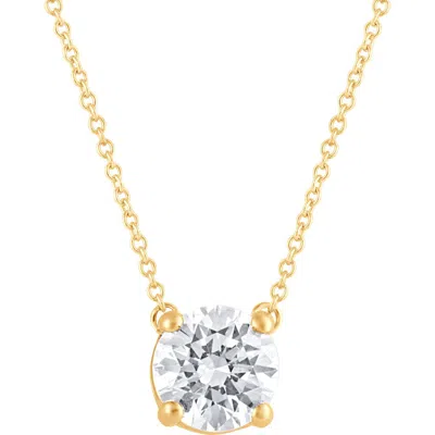 Badgley Mischka Collection 14k Gold Round Cut Lab-created Diamond Pendant Necklace In Yellow Gold