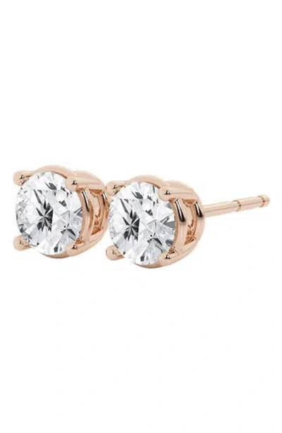 Badgley Mischka Collection 14k Gold Round Cut Near Colorless Lab-created Diamond Stud Earrings In 0.5 Ctw Rose Gold