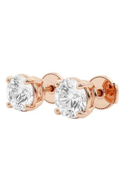 Badgley Mischka Collection 14k Gold Round Cut Near Colorless Lab-created Diamond Stud Earrings In 1 Ctw Rose Gold