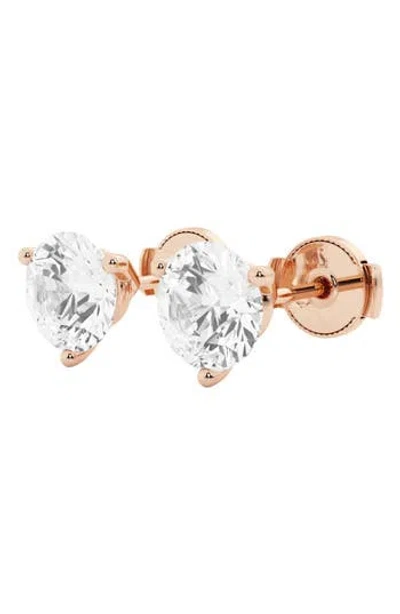Badgley Mischka Collection 14k Gold Round Cut Near Colorless Lab-created Diamond Stud Earrings In 2 Ctw Rose Gold