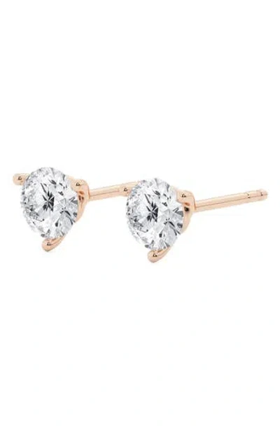 Badgley Mischka Collection 14k Gold Round Cut Near Colorless Lab-created Diamond Stud Earrings In 3 Ctw Rose Gold