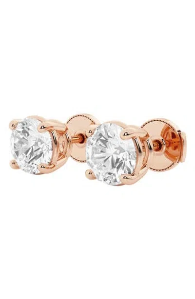Badgley Mischka Collection 14k Gold Round Cut Near Colorless Lab-created Diamond Stud Earrings In Pink