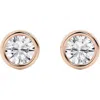 Badgley Mischka Collection 14k Gold Round Cut Near Colorless Lab-created Diamond Stud Earrings In Rose Gold