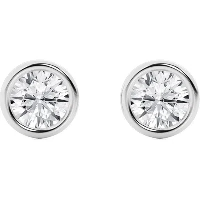 Badgley Mischka Collection 14k Gold Round Cut Near Colorless Lab-created Diamond Stud Earrings In White Gold